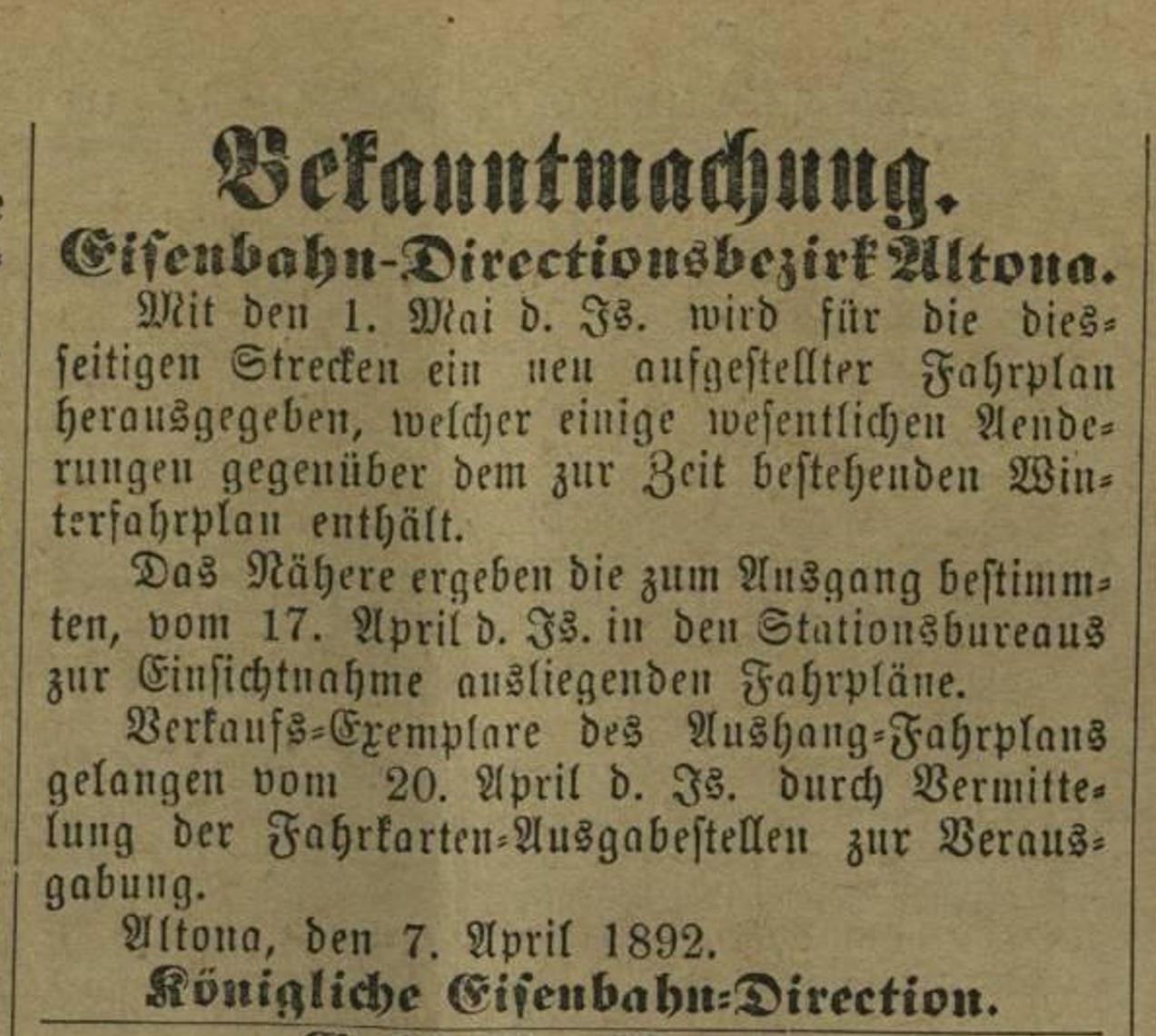 1892 04 02 AZ ED Altona Fahrplan