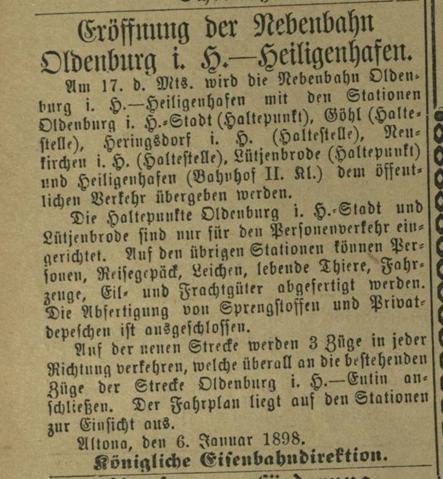 1898 01 15 3 AZ koenigliche Eisenbahndirektion