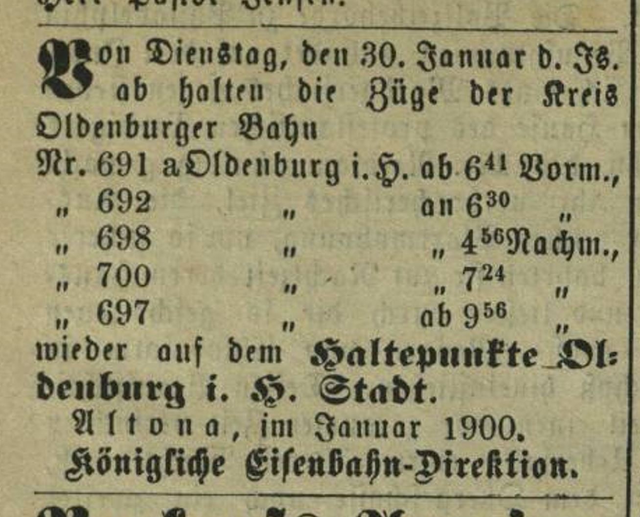 1900 02 03 Haltepunkt Oldenburg Stadt