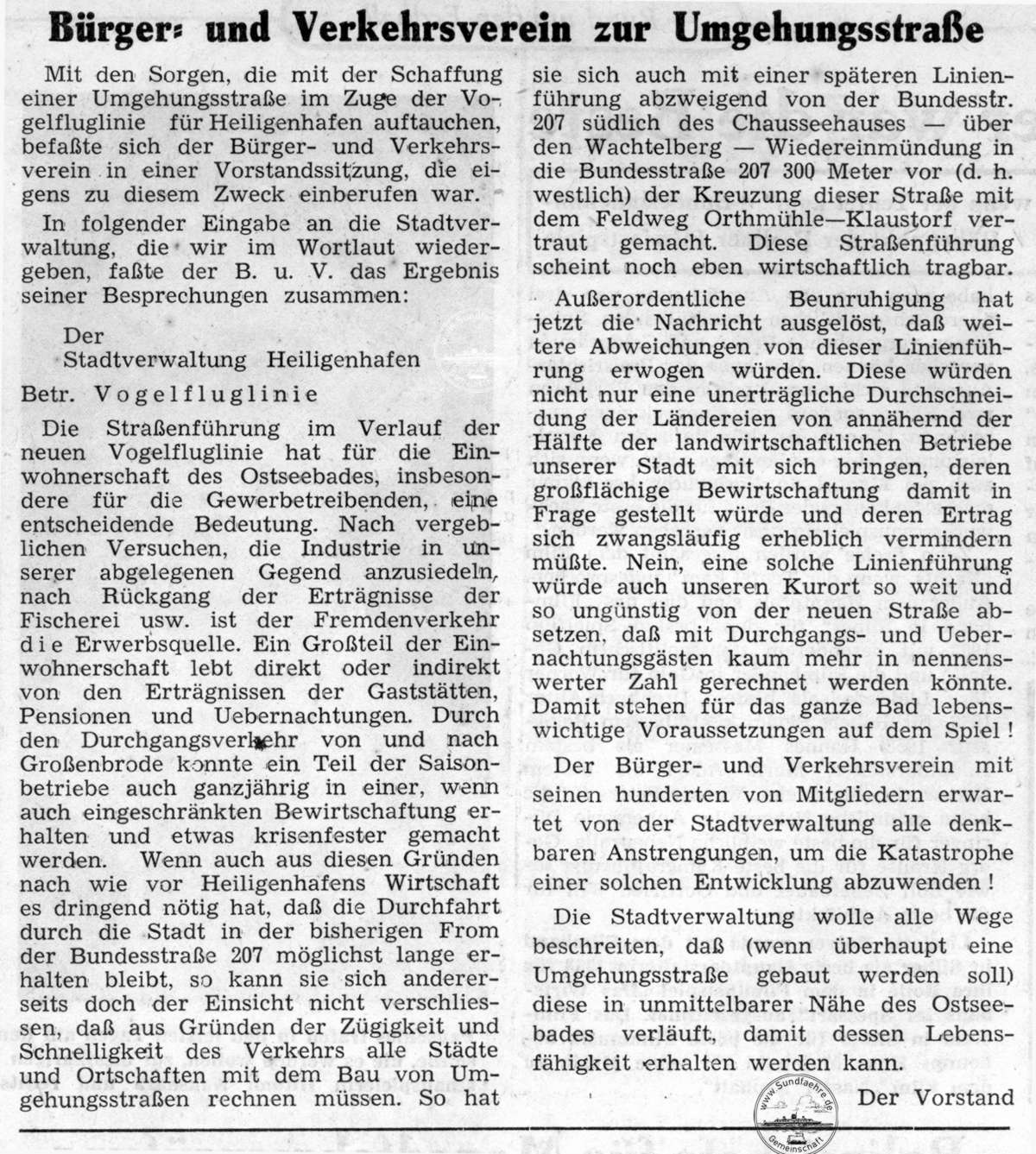 1958 07 01 Buerger und Verkehrsverein zur Umgehungsstrasse