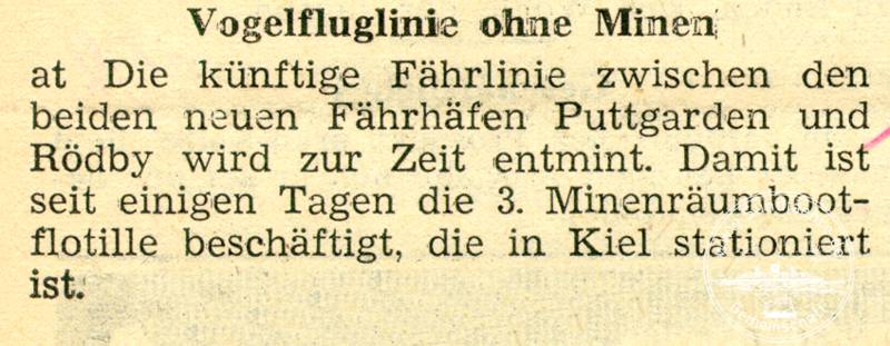 1958 12 16 Vogelfluglinie ohne Minen Puttgarden Rodby