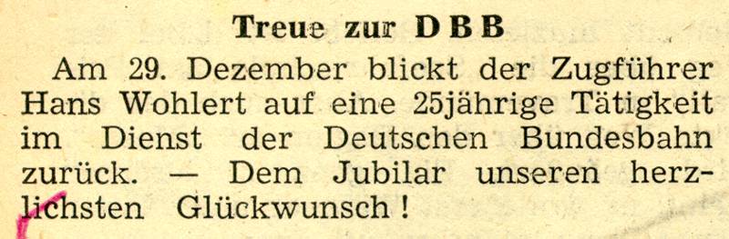 1958 12 24 Treue zur DBB Zugfuehrer Hans Wohlert