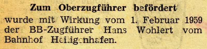 1959 02 06 Zum Oberzugführer befördert Hans Wohlert