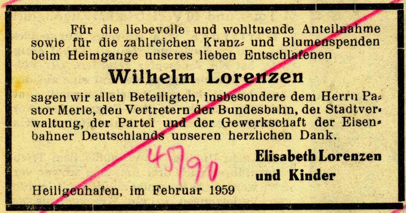 1959 02 10 Anteilnahme Wilhelm Lorenzen