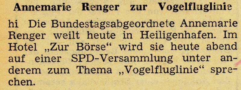 1959 03 03 Annemarie Renger zur Vogelfluglinie