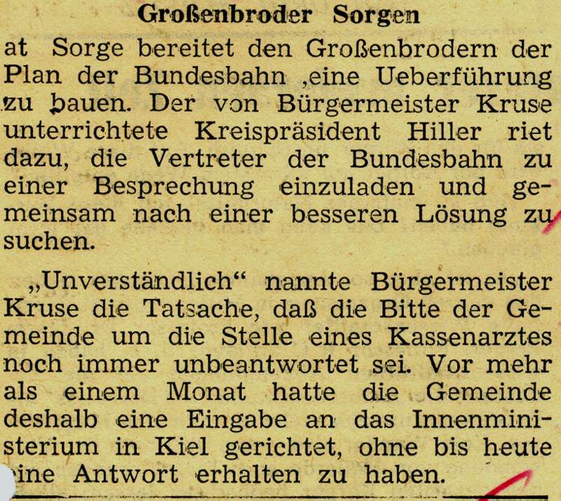 1959 03 17 Großenbroder Sorgen Überführung im Ort