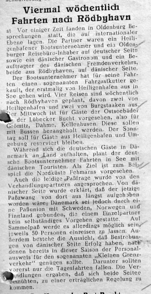 1960 03 25 Viermal woechentlich Fahrten nach Roedbyhavn