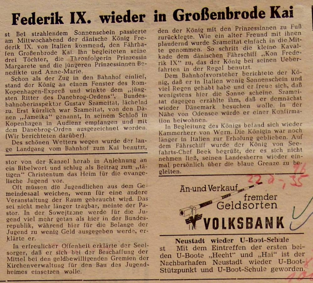 1960 04 01 Frederik IX wieder in GRB Kai