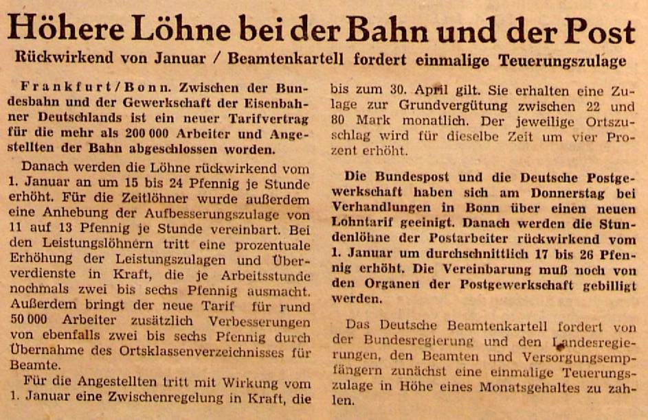 1960 04 01 Titel Hoehere Loehne bei Bahn und Post