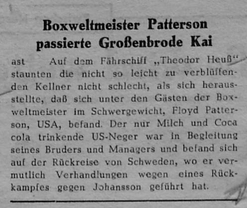 1960 09 06 Boxweltmeister Patterson passierte Grossenbrode Kai