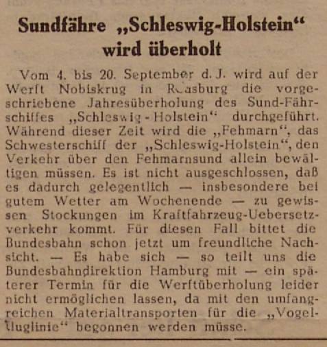 1960 09 06 Sundfaehre Schleswig Holstein