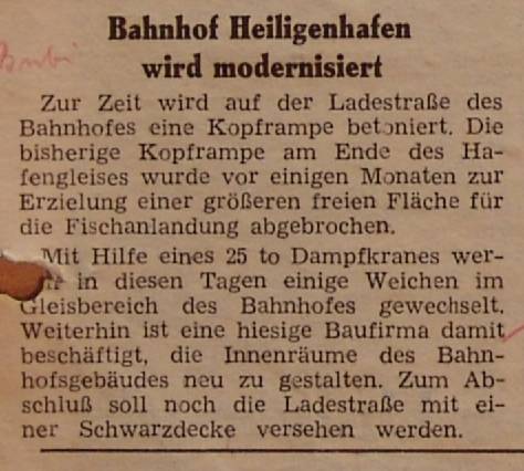 1960 12 28 Bahnhof Heiligenhafen wird modernisiert