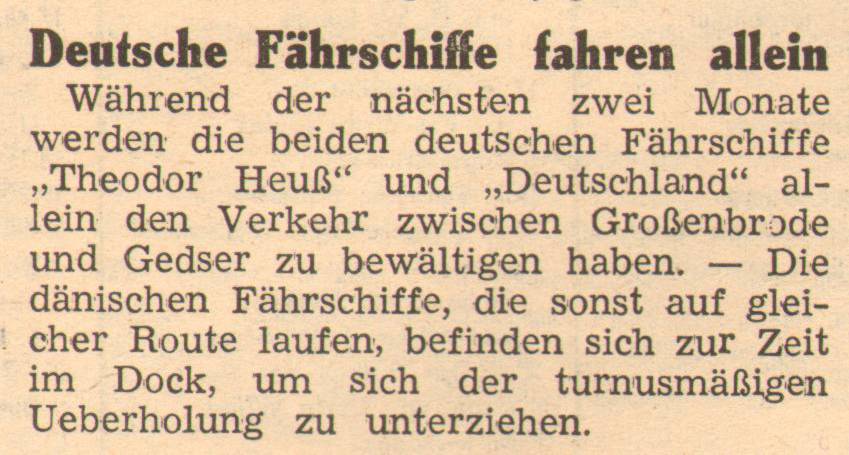 1961 01 06 Deutsche Fährschiffe fahren allein