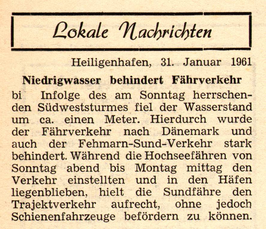 1961 01 31 Niedrigwasser behindert Fährverkehr