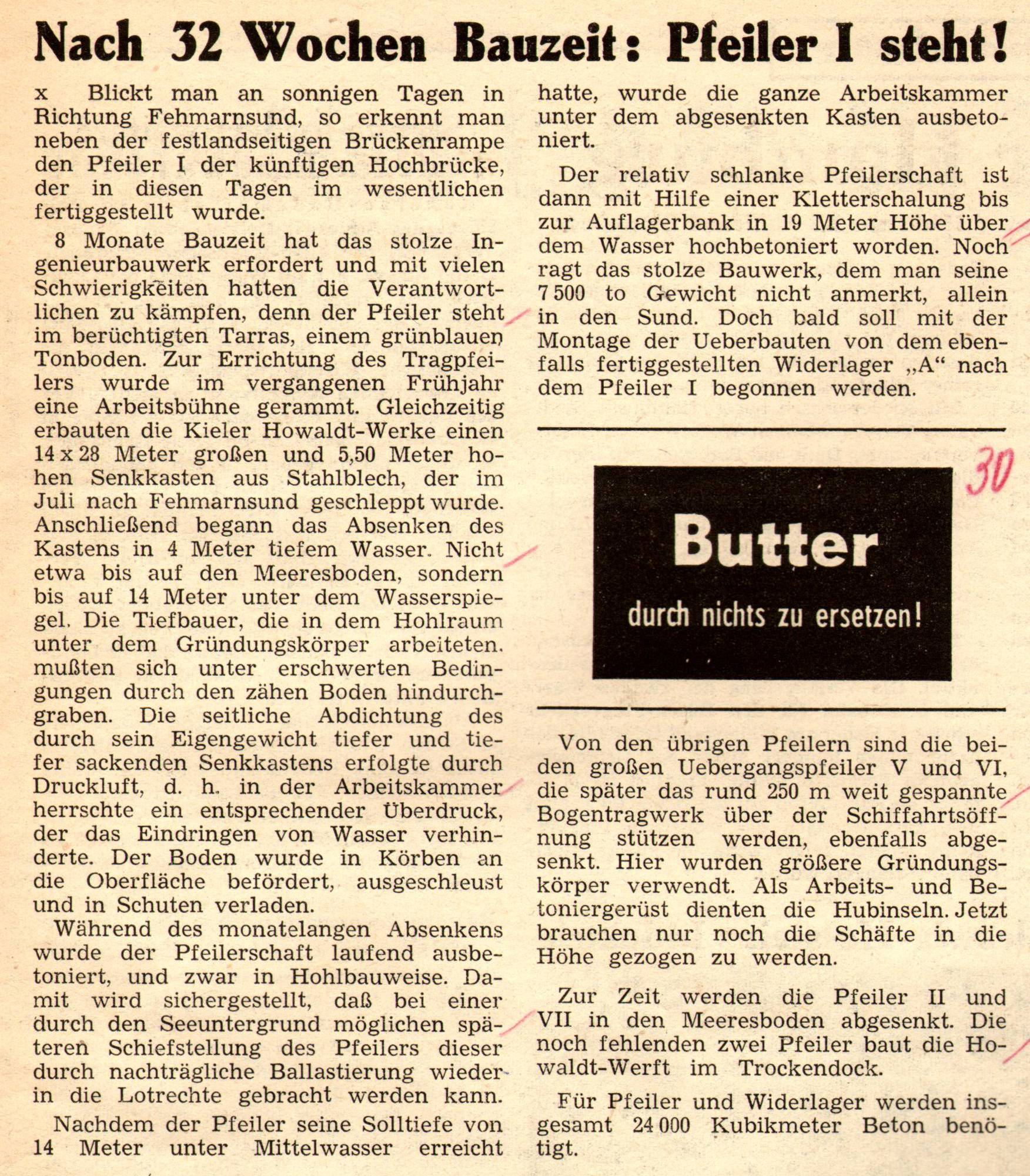 1961 03 07 Nach 32 Wochen Bauzeit Pfeiler1 steht