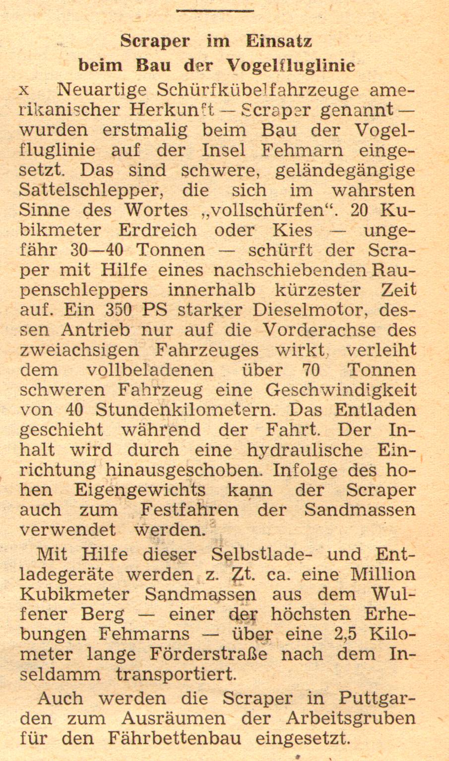 1961 03 28 Scraper im Einsatz beim Bau der Vogelfluglinie