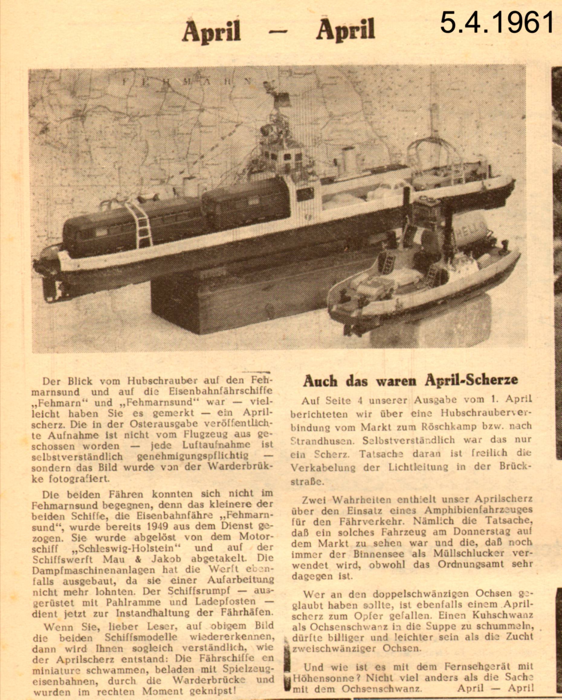 1961 04 05 April April Luftbild der Sundfähren