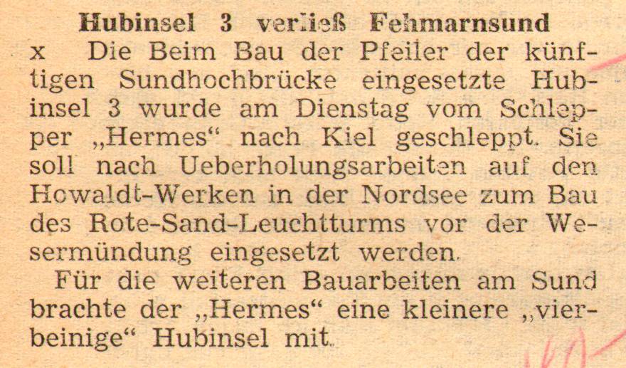 1961 04 28 Hubinsel 3 verliss den Fehmarnsund