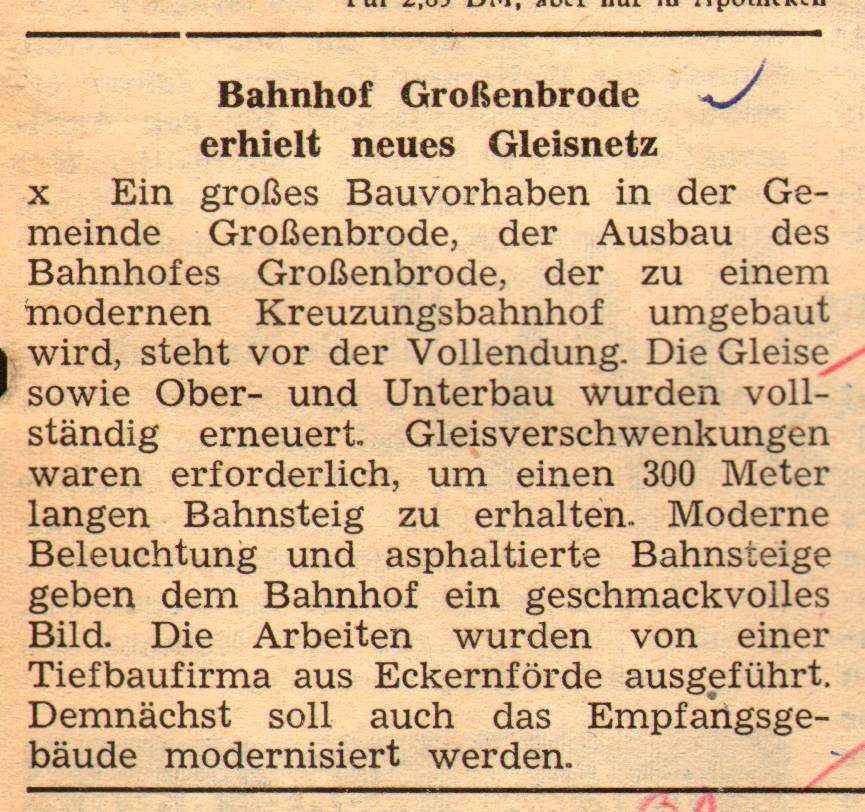 1961 05 05 Bahnhof Großenbrode erhielt neues Gleisnetz
