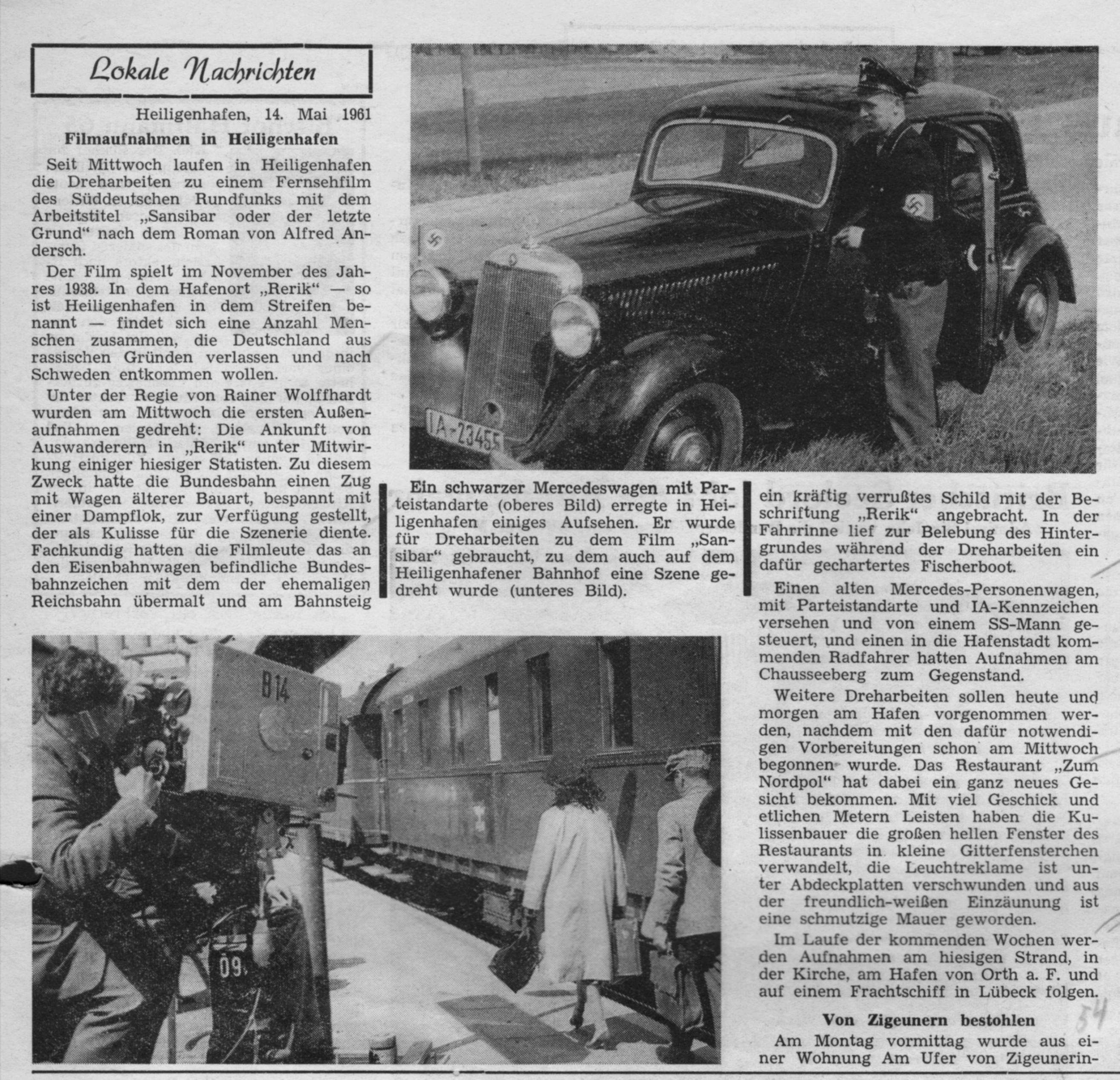 1961 05 14 Filmaufnahmen in Heiligenhafen Sansibar