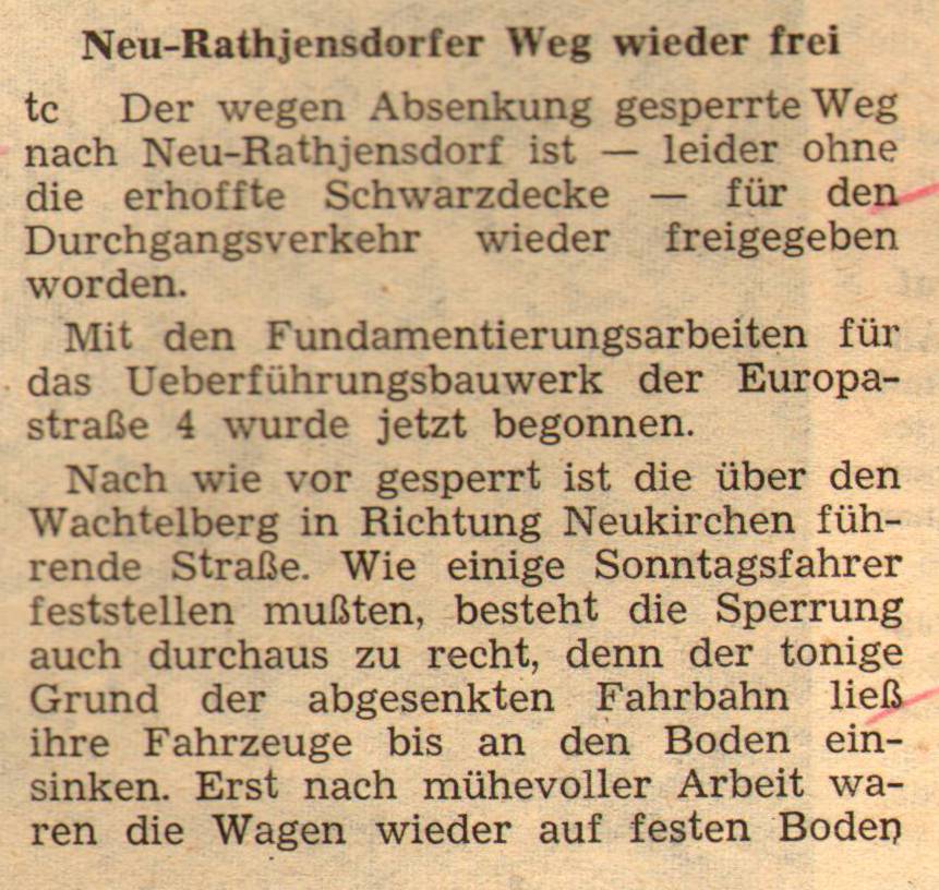 1961 05 24 Neu Rathjensdorfer Weg wieder frei