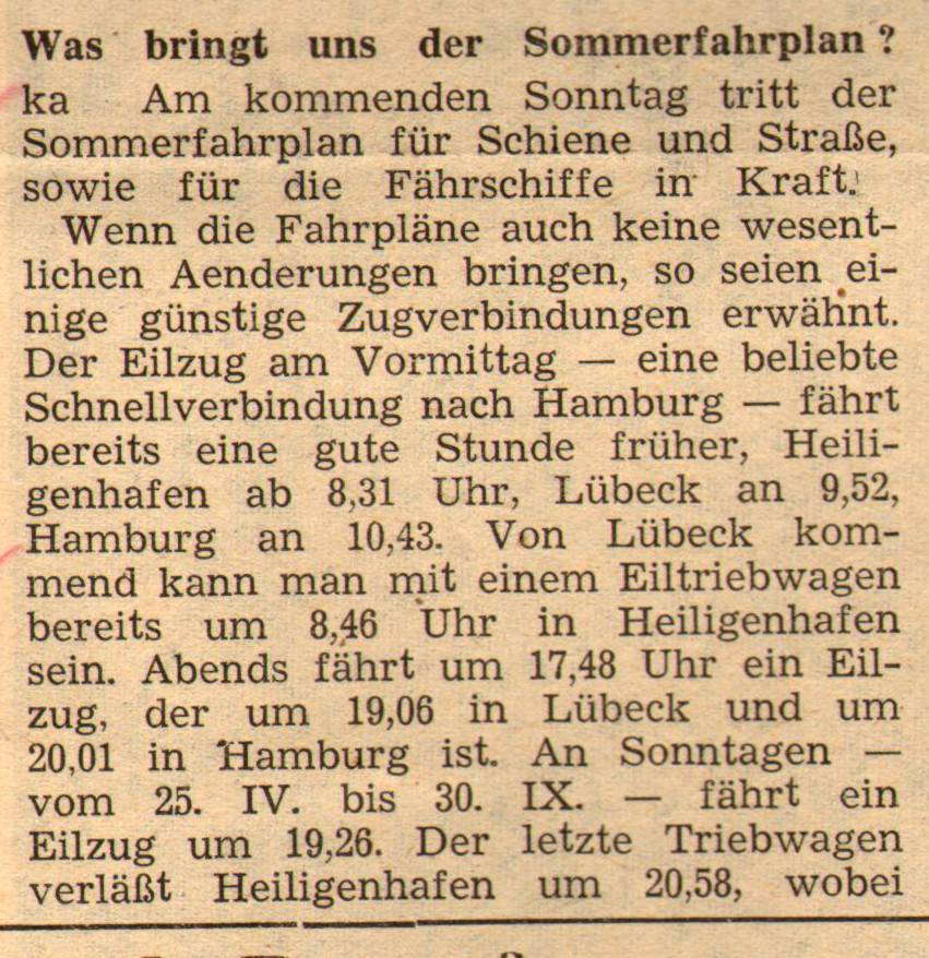 1961 05 24 Was bringt uns der Sommerfahrplan I