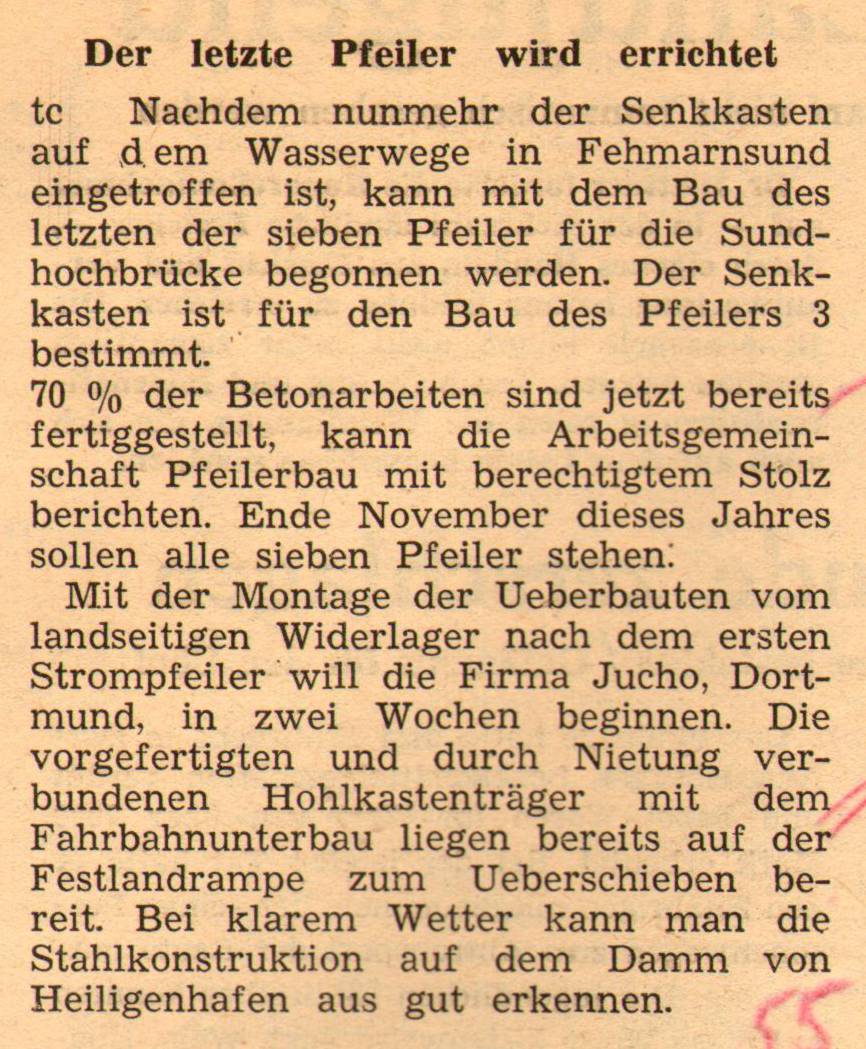 1961 05 26 Der letzte Pfeiler wird errichtet