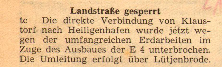 1961 05 30 Landstrasse gesperrt Klaustorf