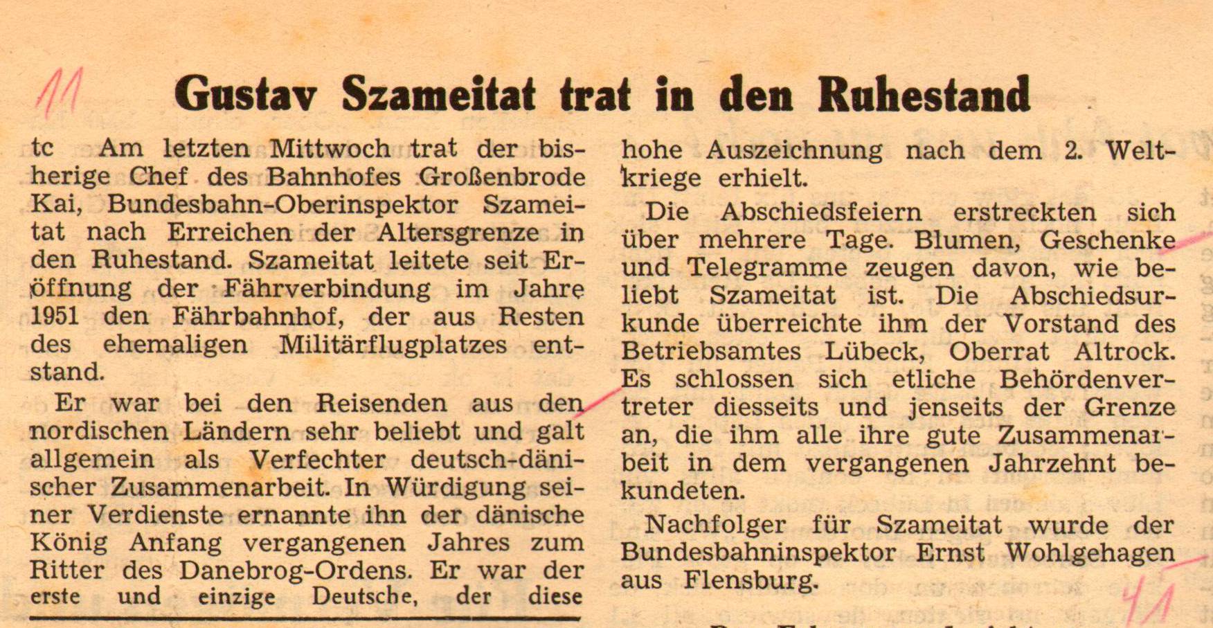 1961 06 02 Gustav Szameitat trat in den Ruhestand