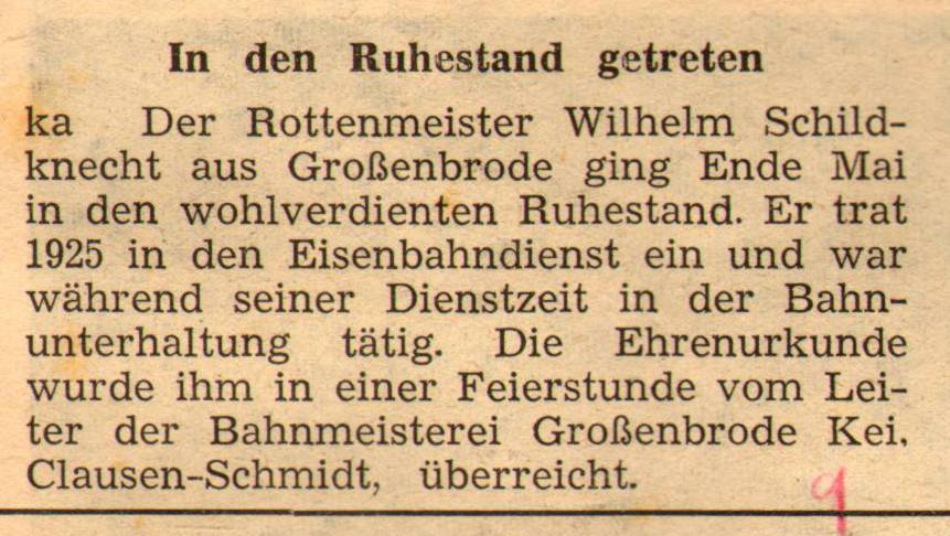 1961 06 06 In den Ruhestand getreten Schildknecht