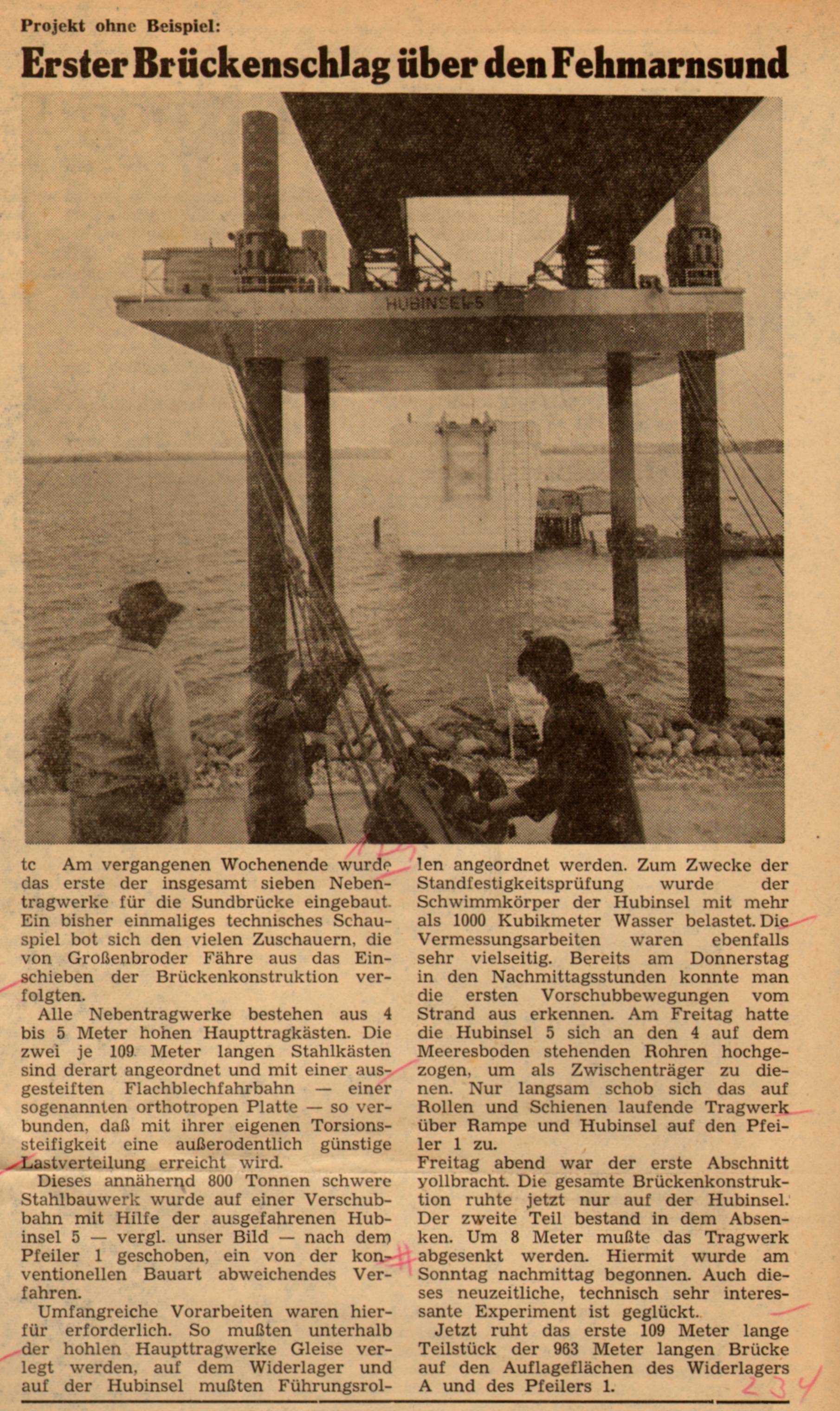 1961 06 13 Erster Brückenschlag über den Fehmarnsund Foto Hubinsel 5