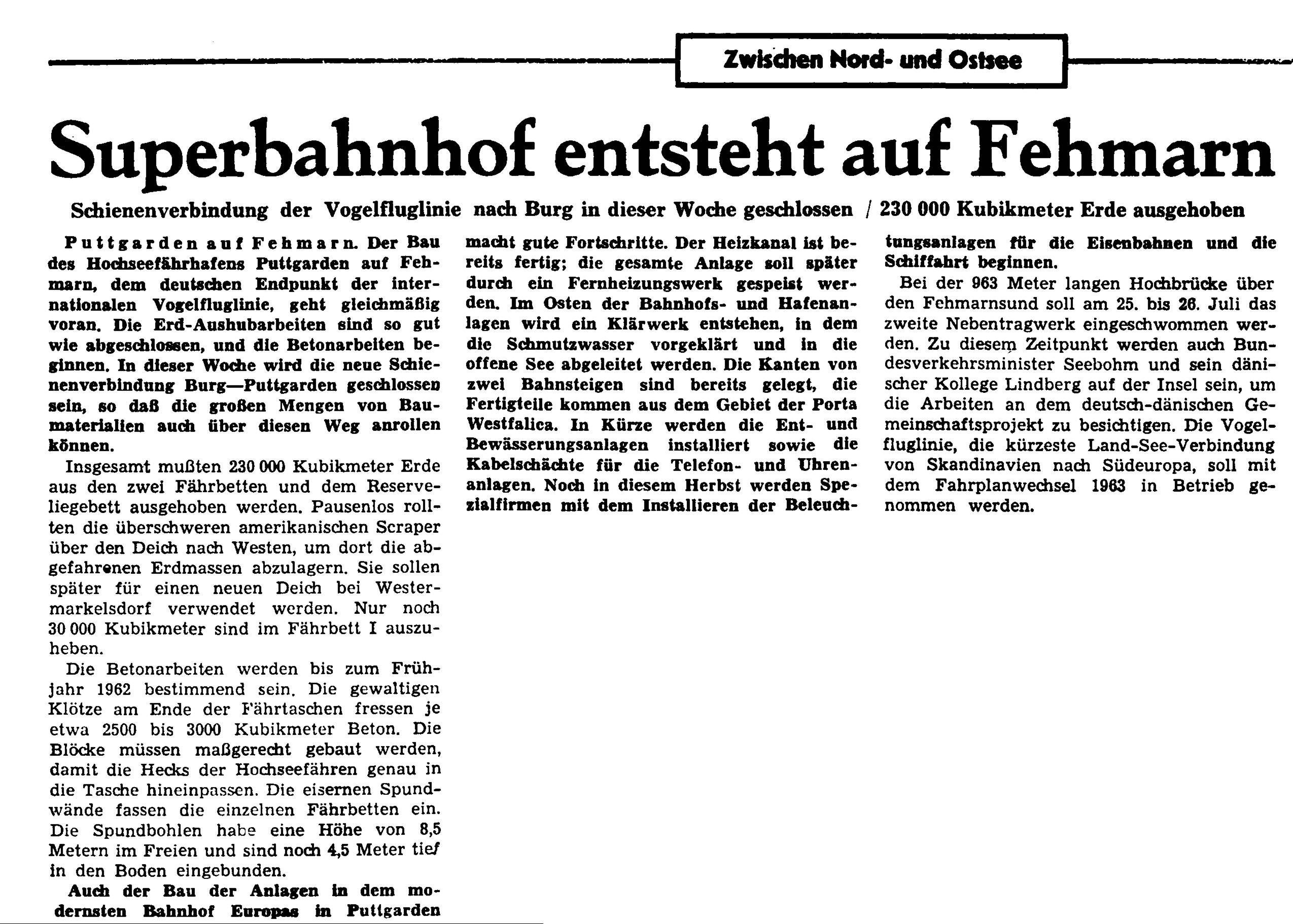 1961 07 18 Superbahnhof entsteht auf Fehmarn sw