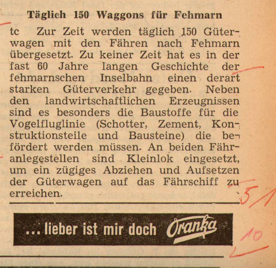 1961 10 17 Täglich 150 Waggons für Fehmarn