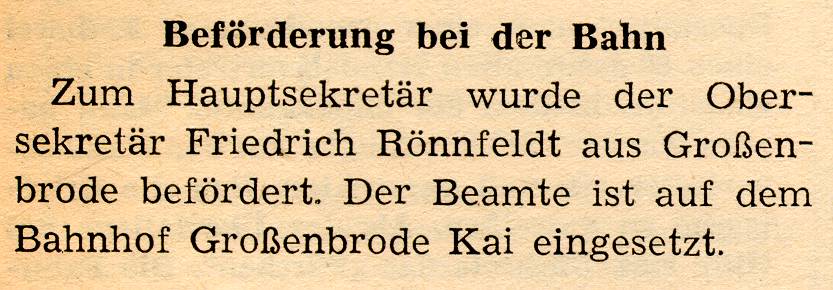 1962 01 16 Beförderung bei der Bahn Friedrich Rönnfeldt