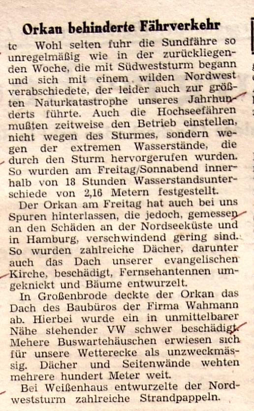 1962 02 20 Orkan behinderte Fährverkehr