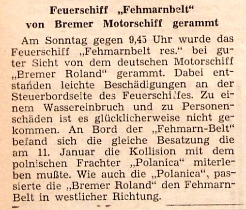 1962 03 06 Feuerschiff Fehmarnblet gerammt