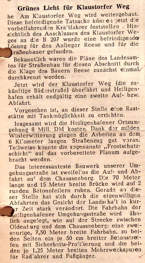 1962 03 06 Gruienes Licht fuer Klaustorfer Weg