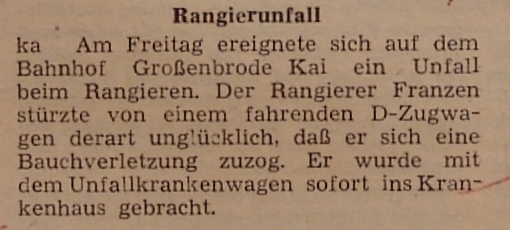 1962 03 20 Rangierunfall Rangierer Franzen Kai
