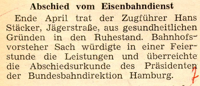 1962 05 01 Abschied vom Eisenbahndienst Hans Stäcker