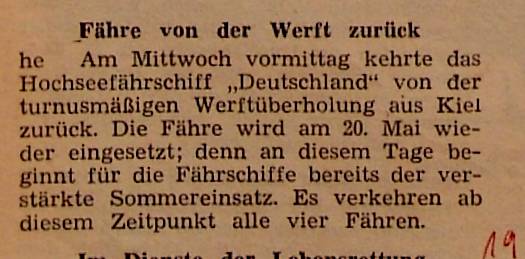1962 05 18 Faehre Deutschland von der Werft zurueck