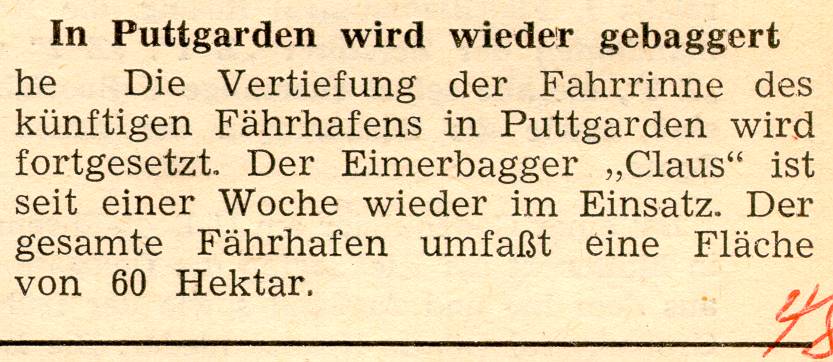 1962 06 12 In Puttgarden wird wieder gebaggert