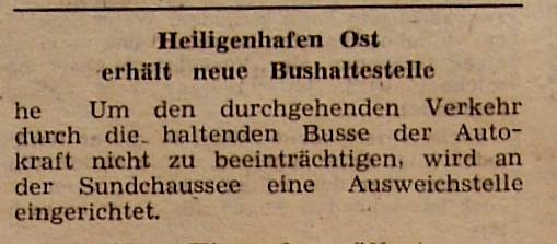 1962 06 22 Heiligenhafen Ost erhaelt neue Bushaltestelle