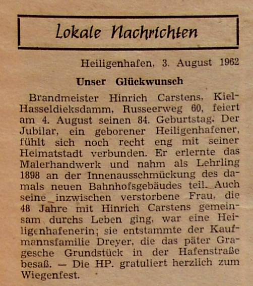 1962 08 03 Glueckwunsch Brandmeister Hinrich Carstens