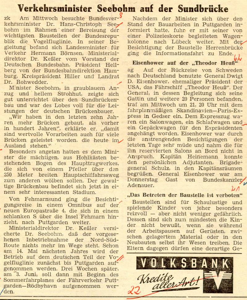 1962 08 03 Verkehrsminister Seebohm auf der Sundbrücke