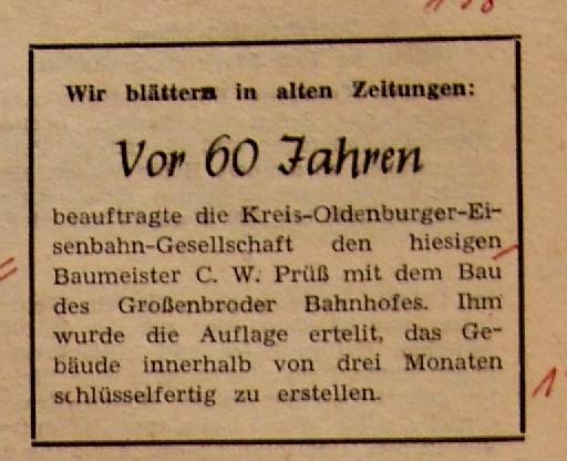 1962 08 10 Vor 60 Jahren Bau Grossenbroder Bahnhof