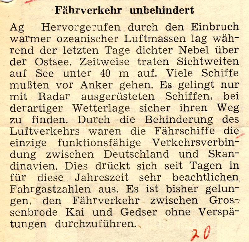 1962 10 05 Fährverkehr unbehindert dichter Nebel