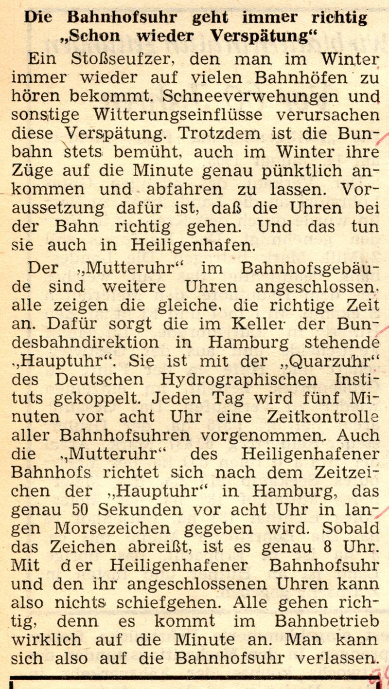 1963 01 18 Die Bahnhofsuhr geht immer richtig Schon wieder Verspätung