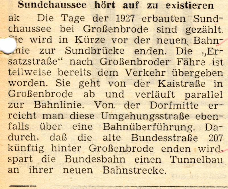 1963 01 25 Sundchaussee hoert auf zu existieren durch Bahnstrecke zerschnitten