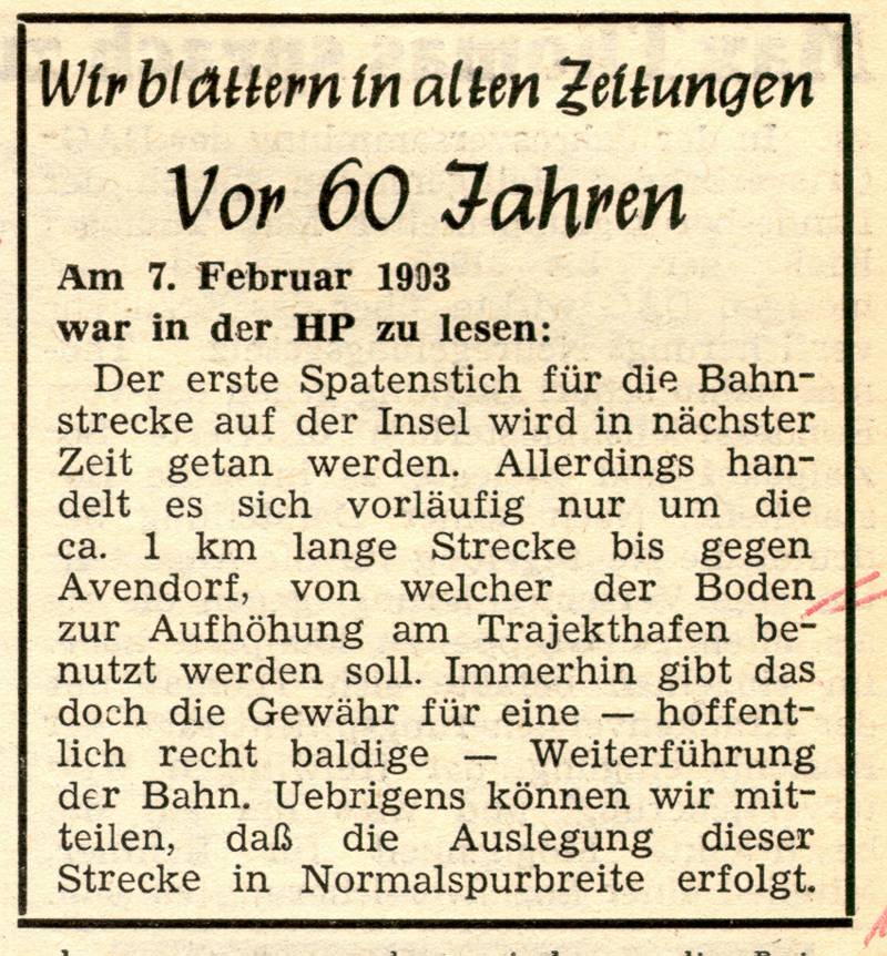 1963 02 08 Am 7 Februar 1903 Der erste Spatenstich auf der Insel Fehmarn