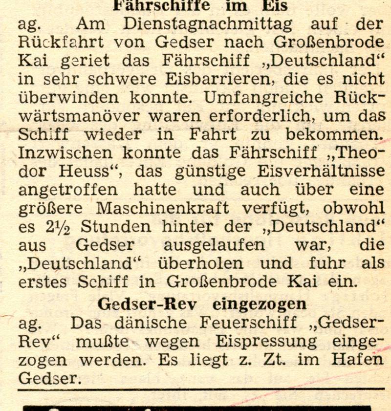 1963 02 08 Faehrschiffe im Eis Gedser Rev eingezogen